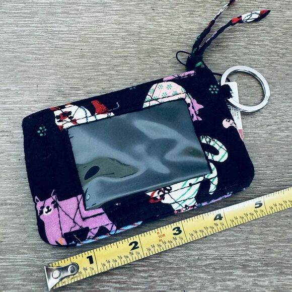 Vera Bradley Black Rainbow Cat Print Zip ID Case Holder - Picture 2 of 2